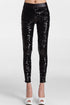 Sexy Black Sequin Front PU Leggings